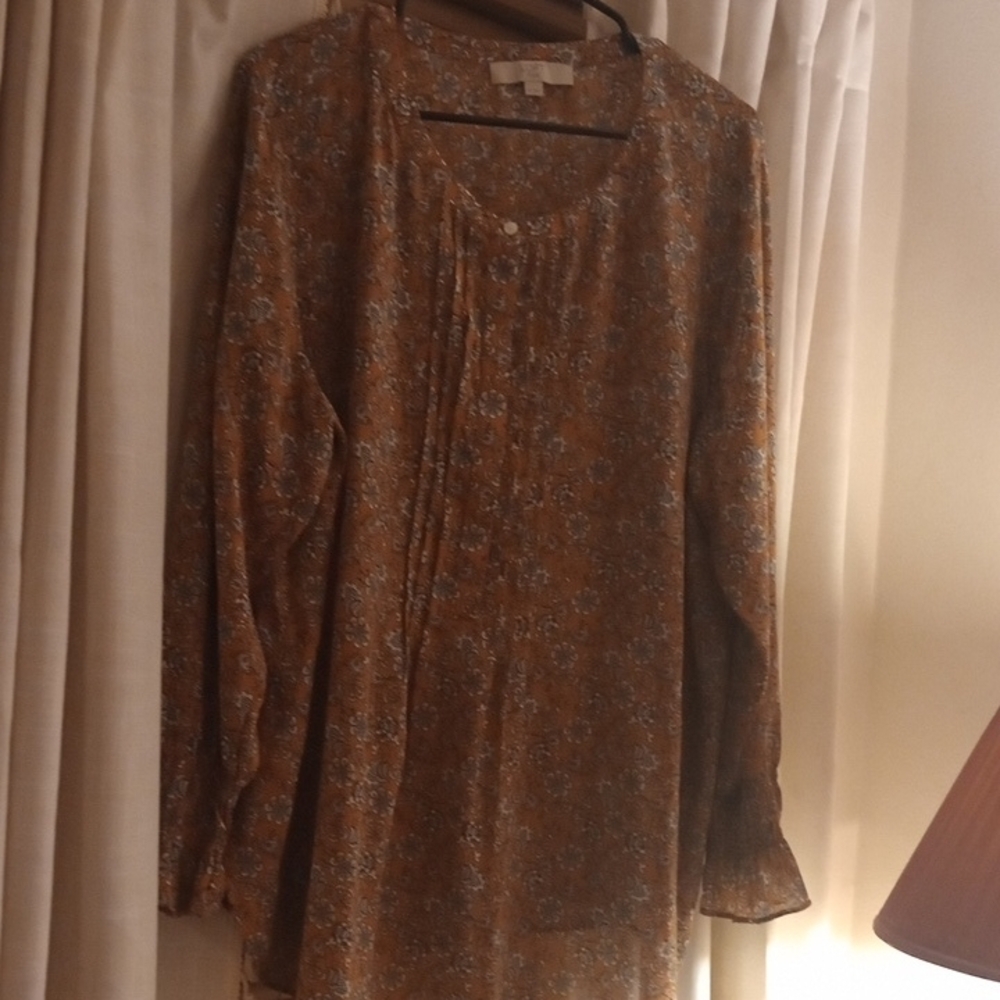LOFT Golden Floral Long Sleeve Top